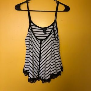 white and black striped tank top